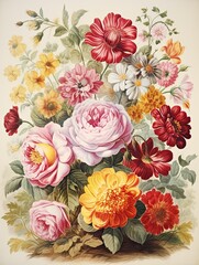 Vintage Countryside Print: Retro Floral Inspiration with a Touch of Vintage Painting