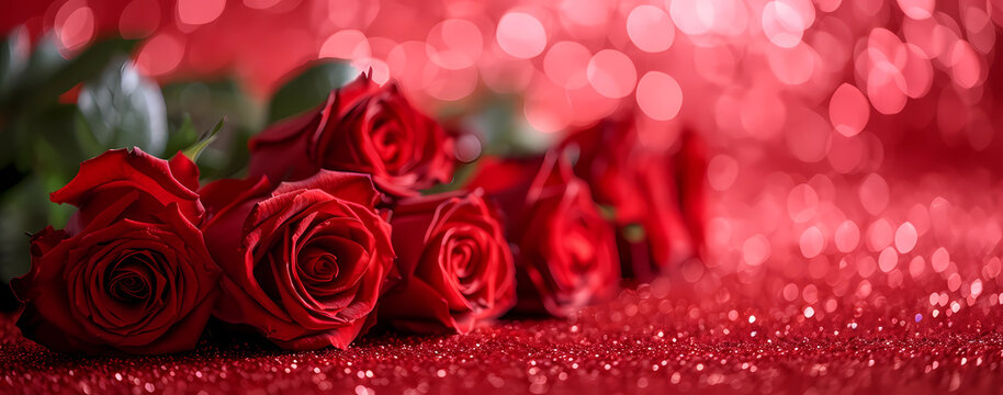 Valentine's day images red roses on red background