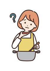味見をしておいしくないと感じる女性のイラスト