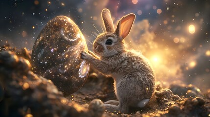 Fototapeta na wymiar Rabbit in the space
