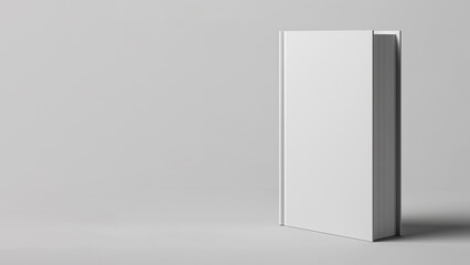 White blank 3D book cover mockup isolated on light gray background. Notebook, copybook, notepad cover on . Layout template with copy space for text