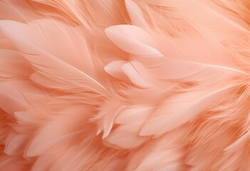 Beautiful pink feathers background in pastel colors. Watercolor illustration of colorful fluffy...