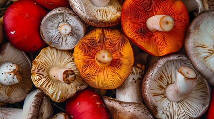 Bunch of raw shitake mushrooms texture background