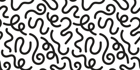 Creative abstract squiggle style drawing background for children or trendy design with basic shapes on white background - obrazy, fototapety, plakaty