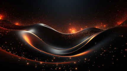 Fototapeta premium Abstract technology futuristic 3d background with gold lines curved wavy sparkle. Elegant exclusive design for invitation, wallpaper, greeting, banners, brochures, advertising. Generative AI