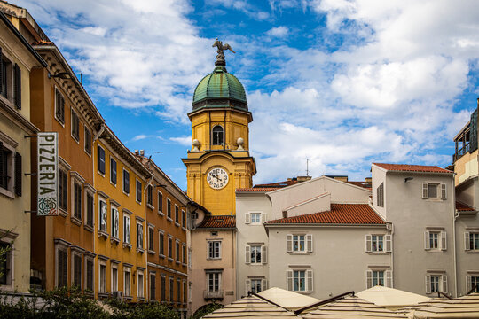 Rijeka, Croatia - July 4, 2023: City Clock Tower