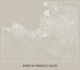 Port-au-Prince (Haiti) street map outline for poster, paper cutting.