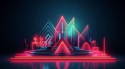 Abstract neon 3d modern illustration 