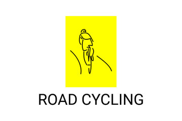 Road Cycling sport vector line icon. sportman with Road Cycling's bike. sign. sport pictogram illustration