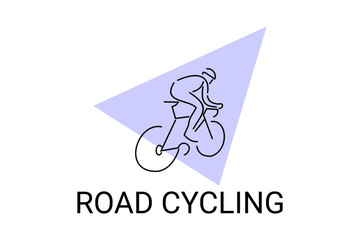 Road Cycling sport vector line icon. sportman with Road Cycling's bike. sign. sport pictogram illustration