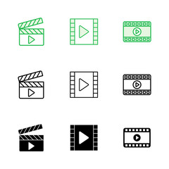 Video icon set. video camera icon vector. movie sign. cinema
