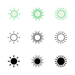Sun icon set. Brightness Icon vector