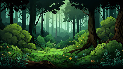 seamless background with green forest