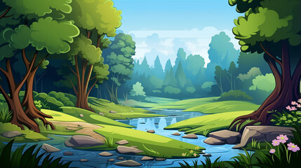 seamless cartoon nature background illustration