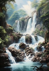 Naklejka premium Rejuvenating qualities of a serene waterfall