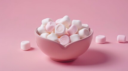 Fototapeta na wymiar Marshmallow in a Heart Bowl Shape
