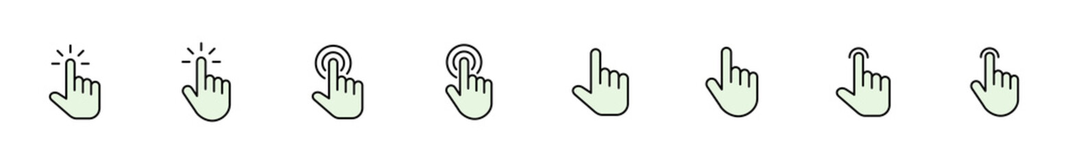 Hand cursor icon set. click icon vector. hand click. pointer