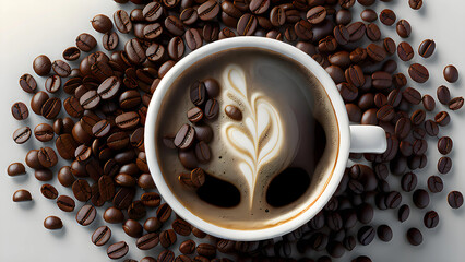 Obraz premium cup of coffee with beans