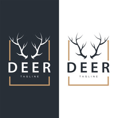 Deer Antlers Logo Design Hunter Antlers Forest Animal Symbol Illustration