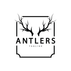 Deer Antlers Logo Design Hunter Antlers Forest Animal Symbol Illustration