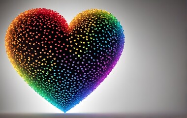 Heart in rainbow colors on a gray background spectrum banner concept. Valentine's Day greeting card. Love and relationship concept