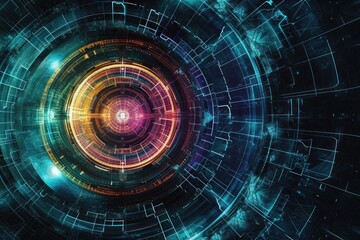Obraz premium Futuristic cybernetic patterns. Generative AI.