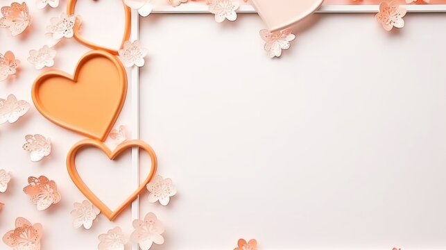 Valentine decoration minimalistic frame. Generative AI.