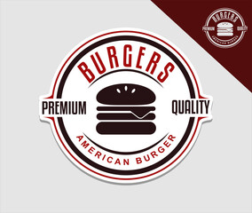 burger vintage stamp logo emblem sticker vector food.