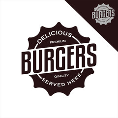 burger vintage stamp logo emblem sticker vector food.