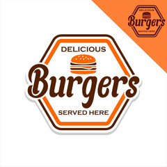 burger vintage stamp logo emblem sticker vector food.