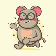 smiling mouse animal character mascot running isolated cartoon