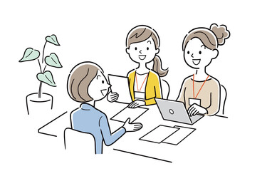 ベクターイラスト素材：仕事の打ち合わせをする女性たち
