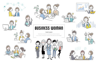 ベクターイラスト素材：いきいきと楽しく働く女性ビジネス人物セット
 - obrazy, fototapety, plakaty