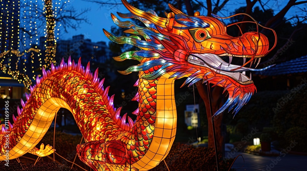 Poster chinese dragon lantern