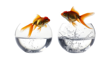 Goldfish in Water Bowl, A Charming Couple of Aquatic Pets