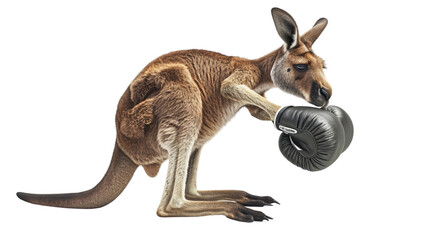 Kangaroo Holding Black Object in Its Mouth