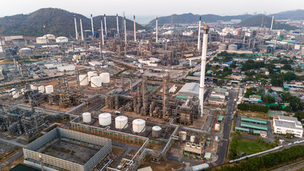 Oil Refinery Gas Chemical Equipment Prodiction import export Concept, Crude Oil Refinery Plant...