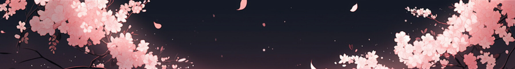 幻想的な夜空に舞う桜の花の背景イラスト　Generative AI - obrazy, fototapety, plakaty
