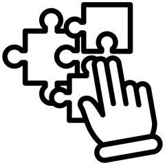 Puzzle black outline icon.
