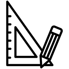 Ruler Triangle black outline icon.