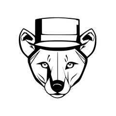 Hyena With a Hat Logo SVG Black and White Illustration Art Generative AI.