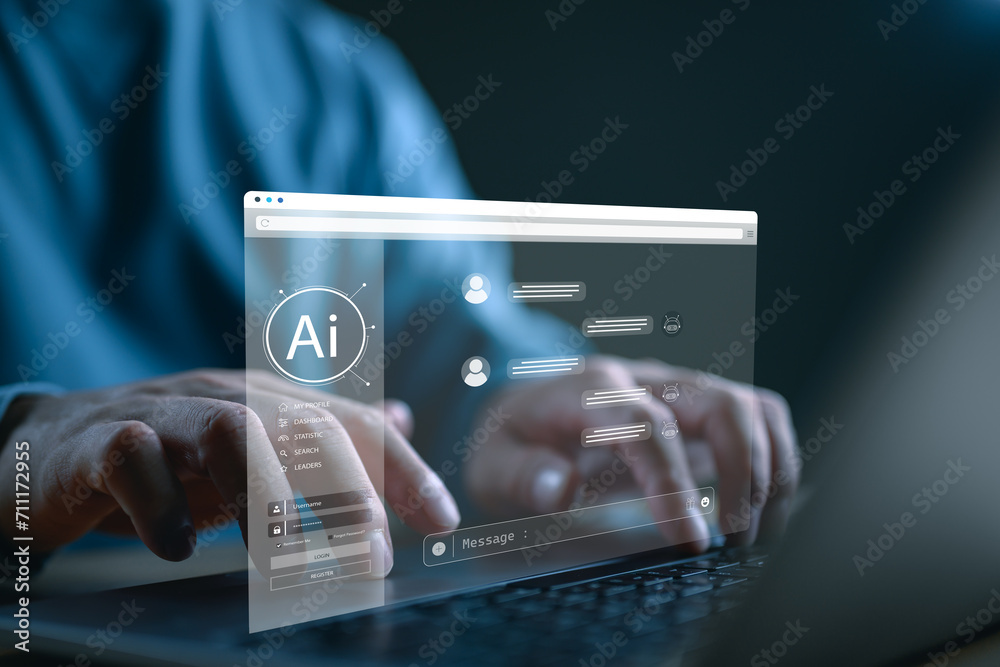 Fototapete chatbot chat with ai, artificial intelligence. man using technology smart robot ai, artificial intel