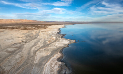 Fototapeta na wymiar Drone view of Salton Sea Beach