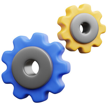 3d render repair icon and gear fixing element for design.