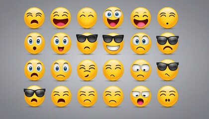 Line Smiley Face in Emoticons Icons Set