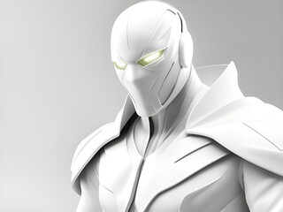 white silver warrior armor on a white background, illustration