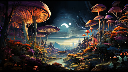 Psychedelic Mushrooms in Art - obrazy, fototapety, plakaty