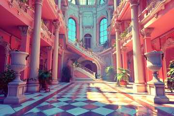 Fototapeta premium Game background 3d stylish architecture illustration