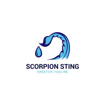 Scorpion Sting Silhouette With Venom, Vector Logo Icon Template