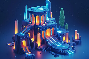 Game background 3d stylish architecture illustration